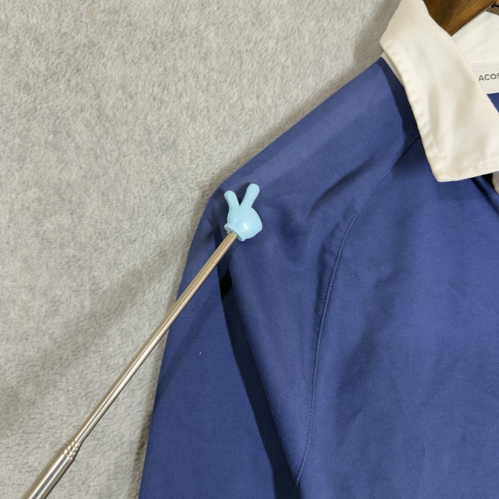 Lacoste Sailing Gear Long Sleeve Rugby Polo Shirt Blue Nautical Streetwear Large - Picture 15 of 15